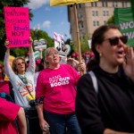 Abortion rights supporters rally outside the Supreme Court.