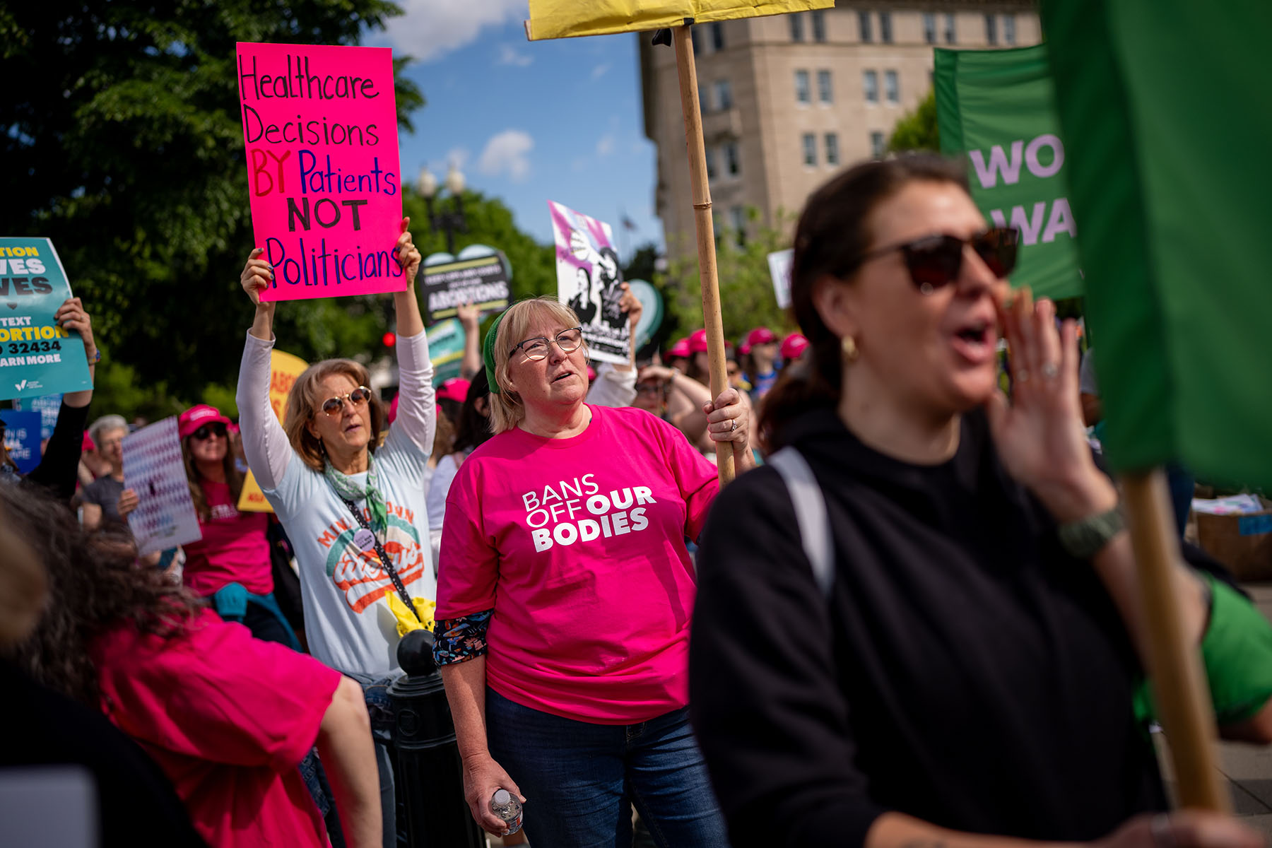 Abortion rights supporters rally outside the Supreme Court.