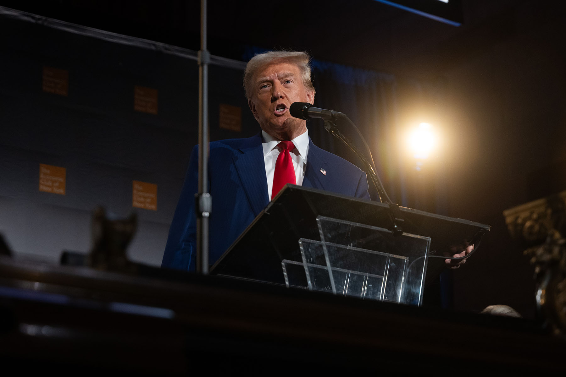 Former President Trump addresses the Economic Club of New York.