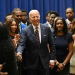 President Biden greets honor students from HBCUs after delivering remarks at the 2024 National HBCU Week Conference.