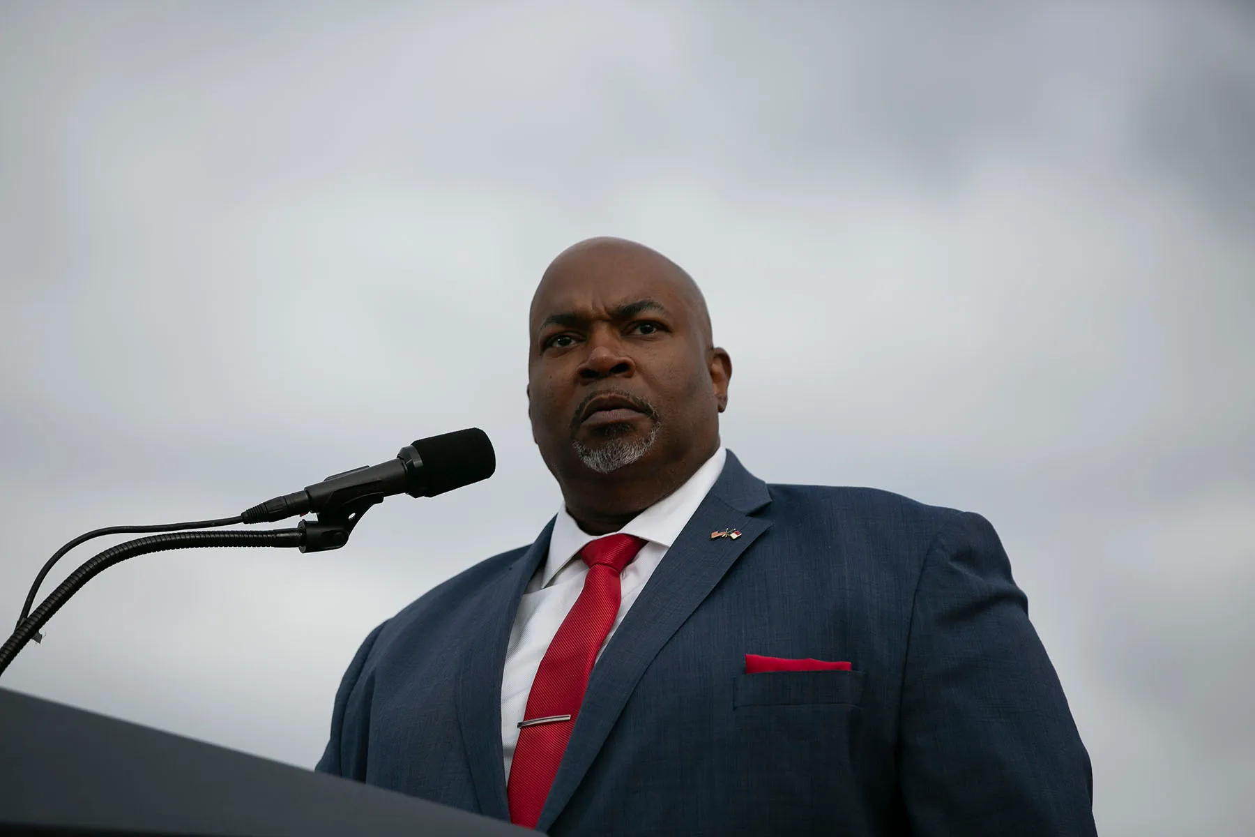 Lt. Gov. Mark Robinson speaks before a rally for former President Donald Trump.