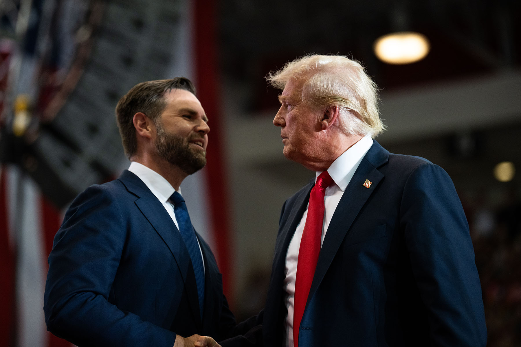 J.D. Vance introduces former President Trump during a rally in St Cloud, Minnesota in July 2024.