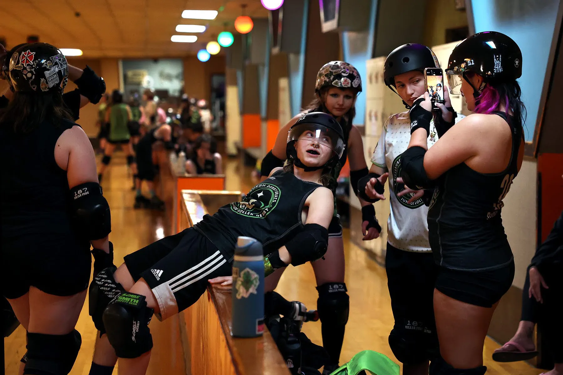 Ace Blackwell with his friends and roller derby teammates on October 8, 2024 at the Neville Roller Dome.