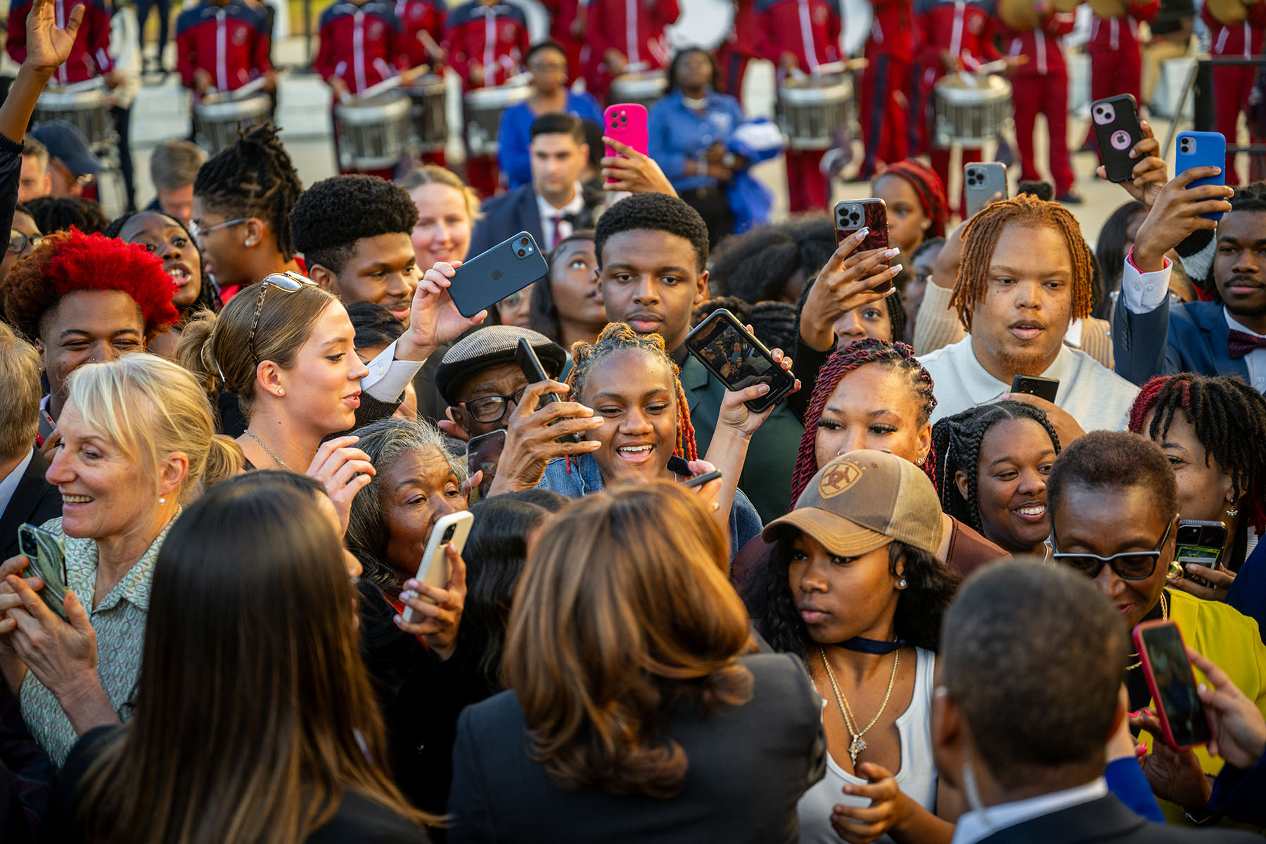 Vice President Kamala Harris greets students and supporters at the conclusion of a 'First In The Nation' campaign rally at South Carolina State University.