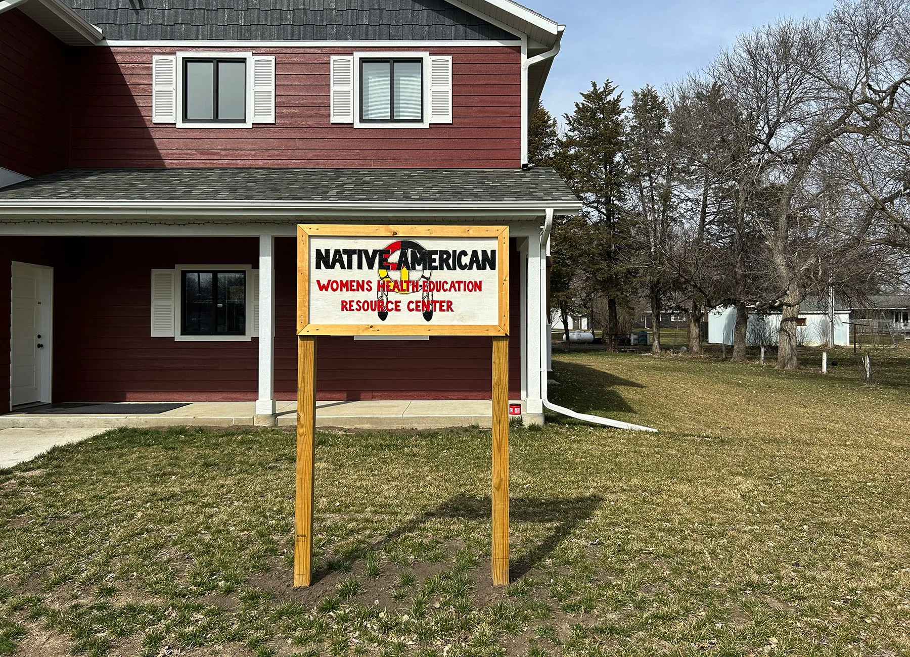 An exterior view of The Native American Women's Health Education Resource Center's offices in Lake Andes, South Dakota