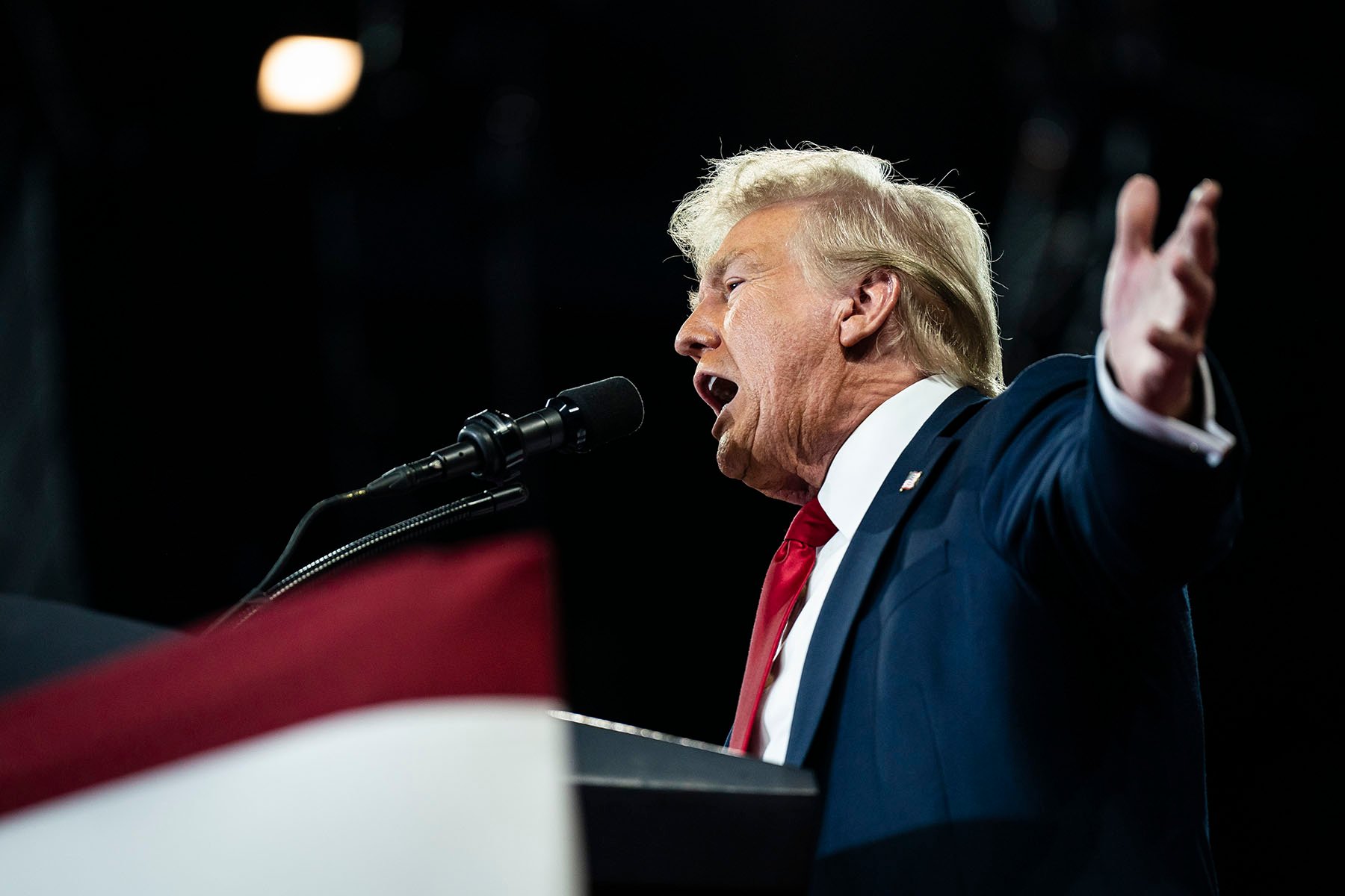 Former President Trump speaks at a campaign rally.