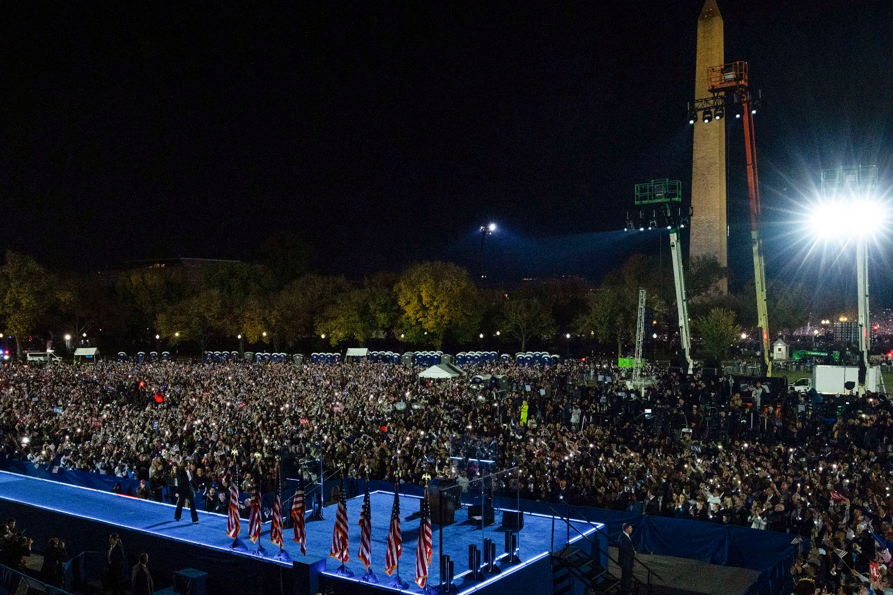 Vice President Kamala Harris greets the crowd during a campaign rally on the Ellipse in Washington, D.C.