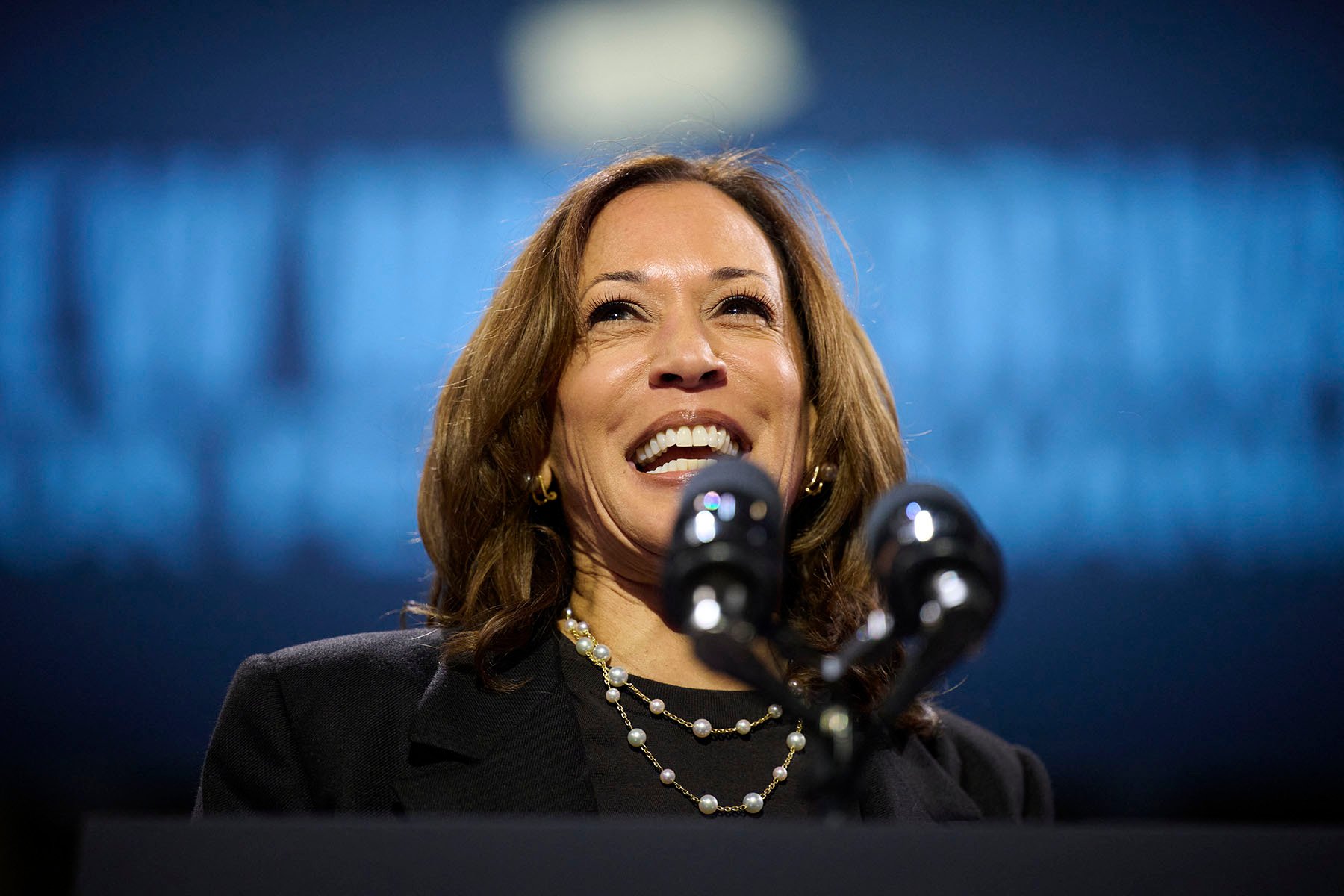 Vice President Harris speaks at a campaign event in Erie, Pennsylvania.