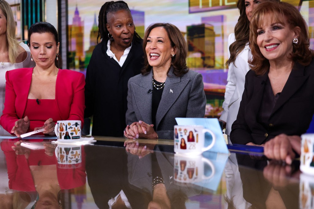 Kamala Harris is pictured in studio at ABC during the recording of 