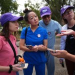 Doctors receive instructions as they prepare to canvas homes in support of Florida's Amendment 4 in Fort Lauderdale, Florida.