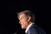 Mehmet Oz speaks at a campaign rally in Pennsburg, Pennsylvania.