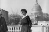 Jeannette Rankin of Montana smiles in front of the U.S. Capitol in this archival image.