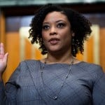 Shalanda D. Young is sworn into her Senate Budget Committee confirmation in Dirksen Building on March 2, 2021.