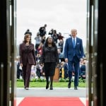 President Biden and Vice President Harris return to the White House with Supreme Court Justice Ketanji Brown Jackson following an event on the South Lawn to commemorate her confirmation.