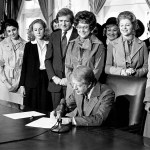 President Jimmy Carter signs an extension which extended the deadline for the Equal Rights Amendment ratification.