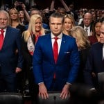 Pete Hegseth arrives for his confirmation hearing before the Senate Armed Services Committee