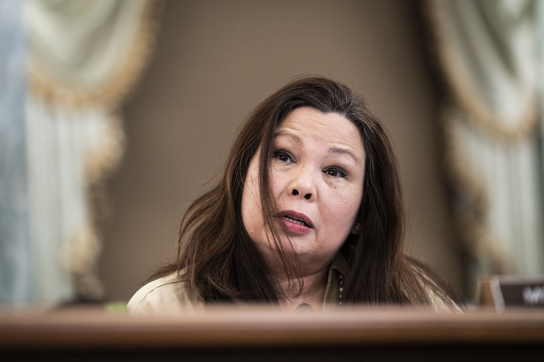 Sen. Tammy Duckworth speaks on Capitol Hill on in February 2023, in Washington D.C.