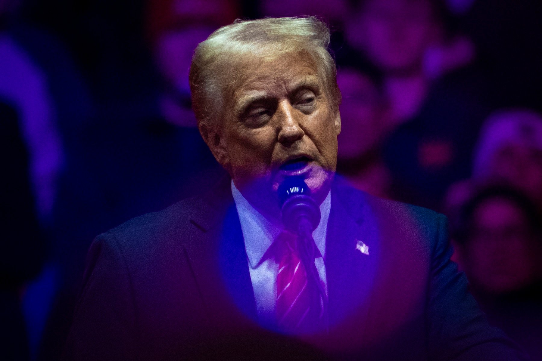 President-elect Donald Trump speaks during his pre-inauguration victory rally at Capitol One Arena in Washington.