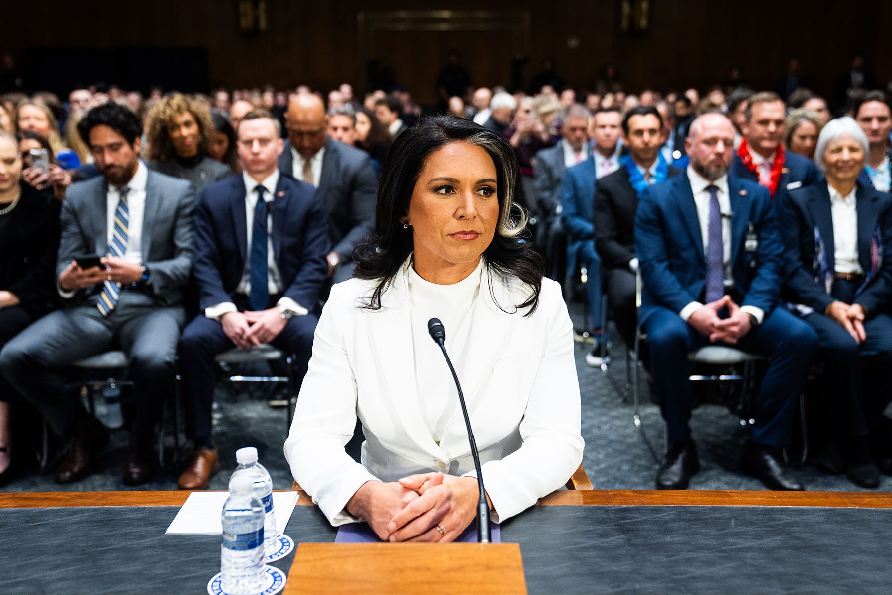 Former Rep. Tulsi Gabbard testifies at a Senate Intelligence Committee hearing on her nomination to be Director of National Intelligence.