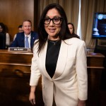 Lori Chavez-DeRemer arrives for her confirmation hearing on Capitol Hill.