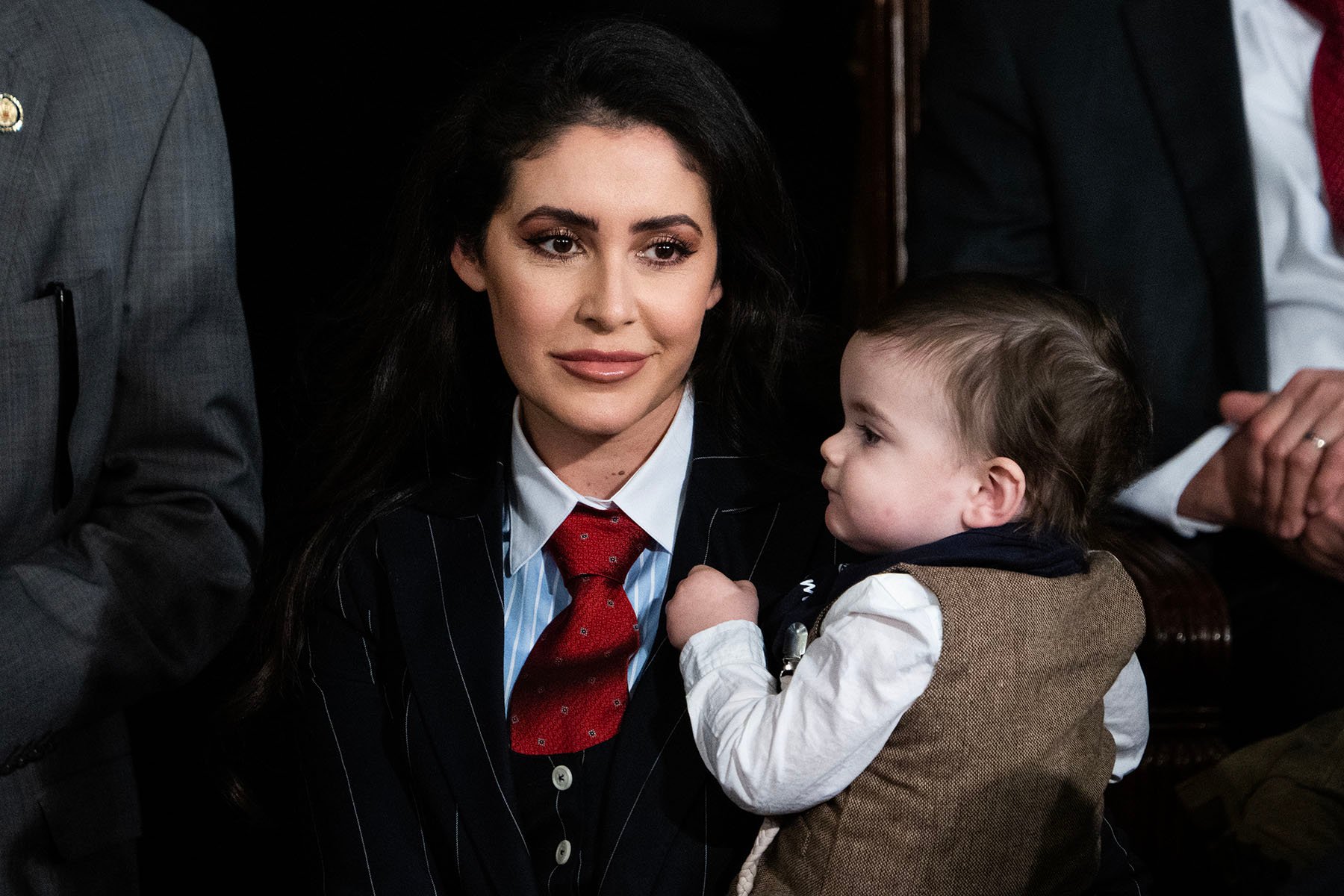 Rep. Anna Paulina Luna is seen with her son in the House chamber of Capitol.