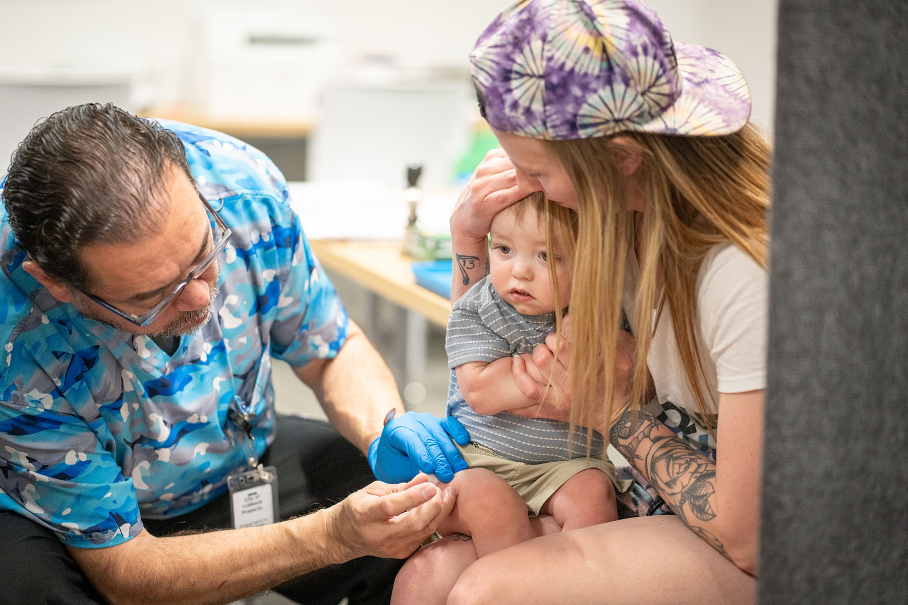 A one-year-old receives the MMR vaccine at the Lubbock Public Health Department in Lubbock, Texas.