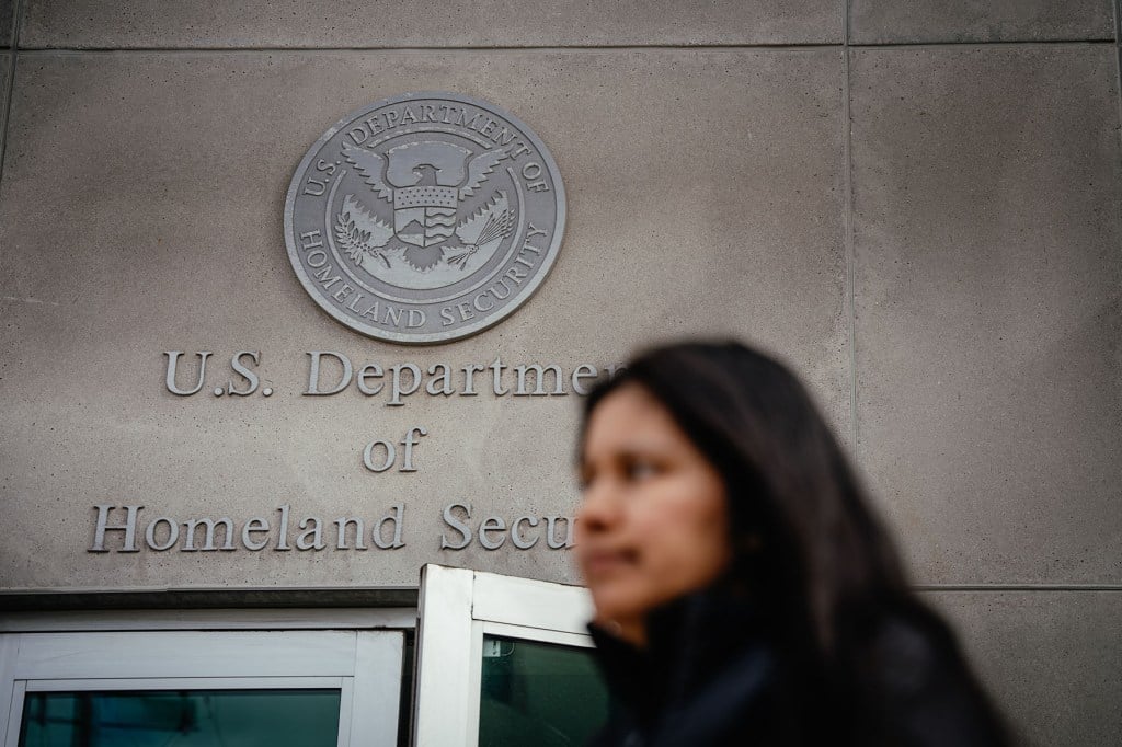 Ruano outside the ICE office after her immigration appointment.