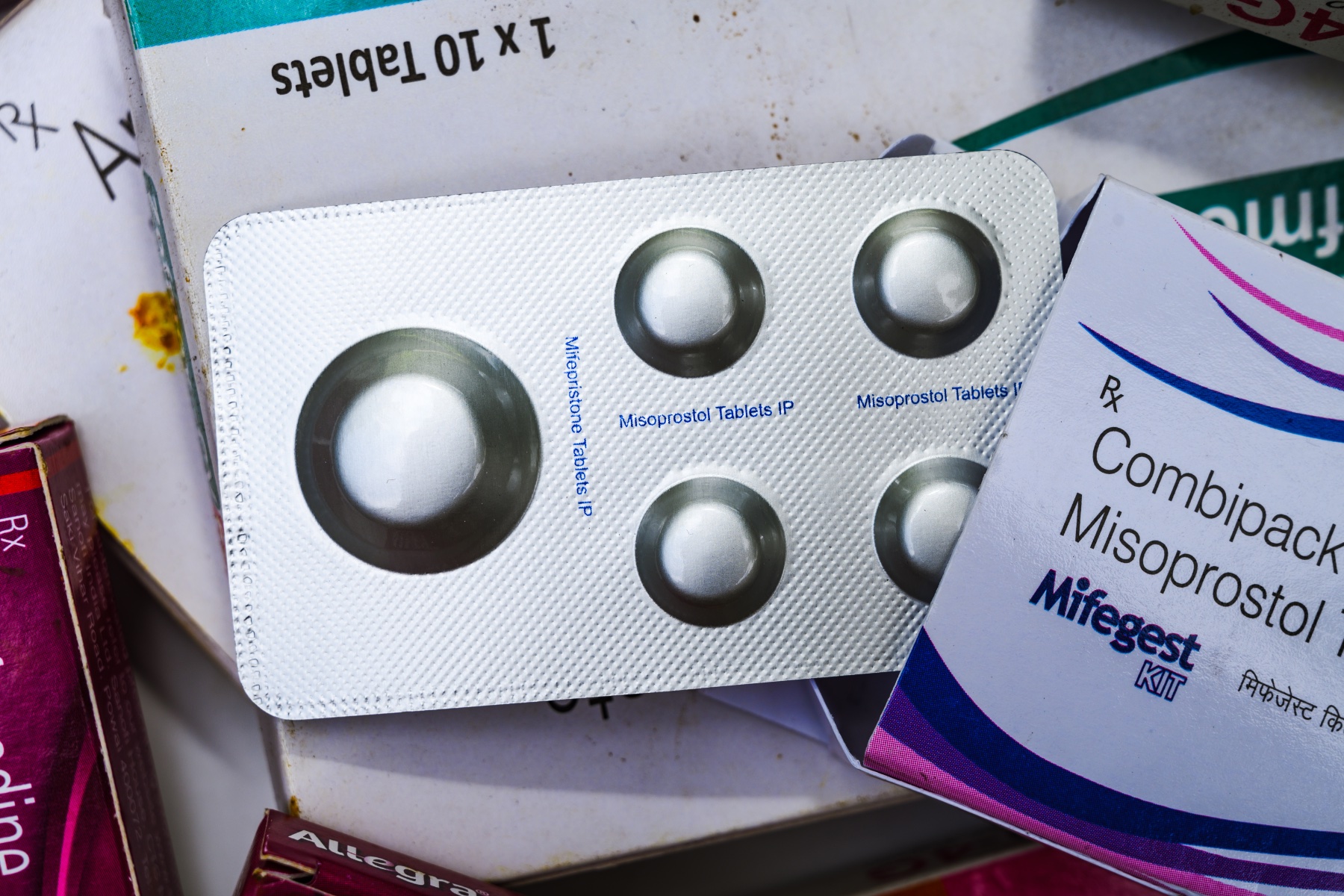 Blister packs of white pills.
