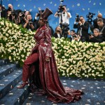 British actress Jodie Turner-Smith arrives for the 2025 Met Gala at the Metropolitan Museum of Art.