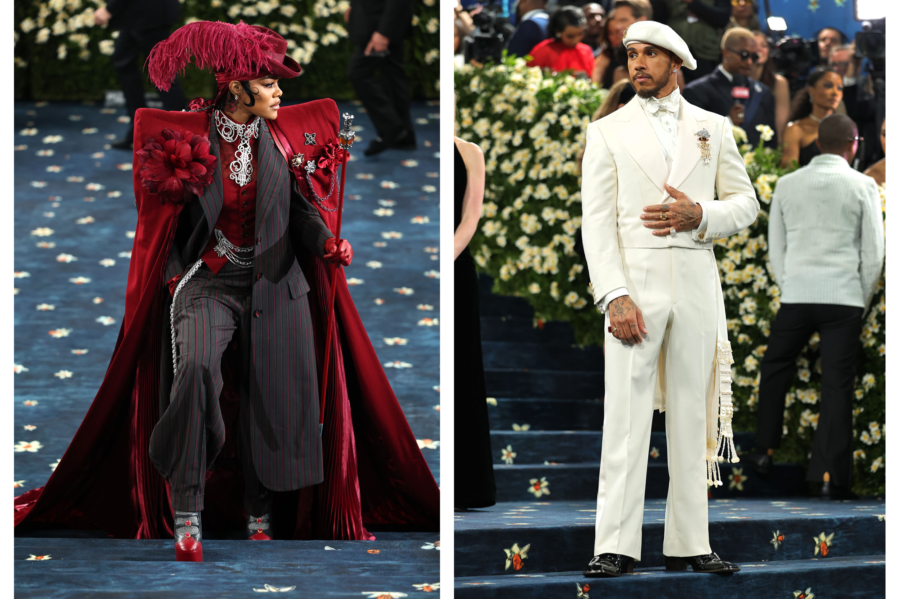 Teyana Taylor (Left) and Lewis Hamilton, one of the gala's co-chairs