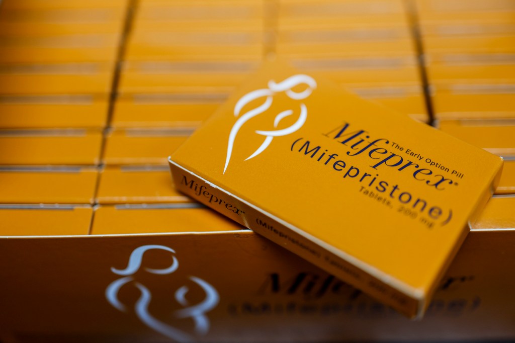 Boxes of mifepristone.