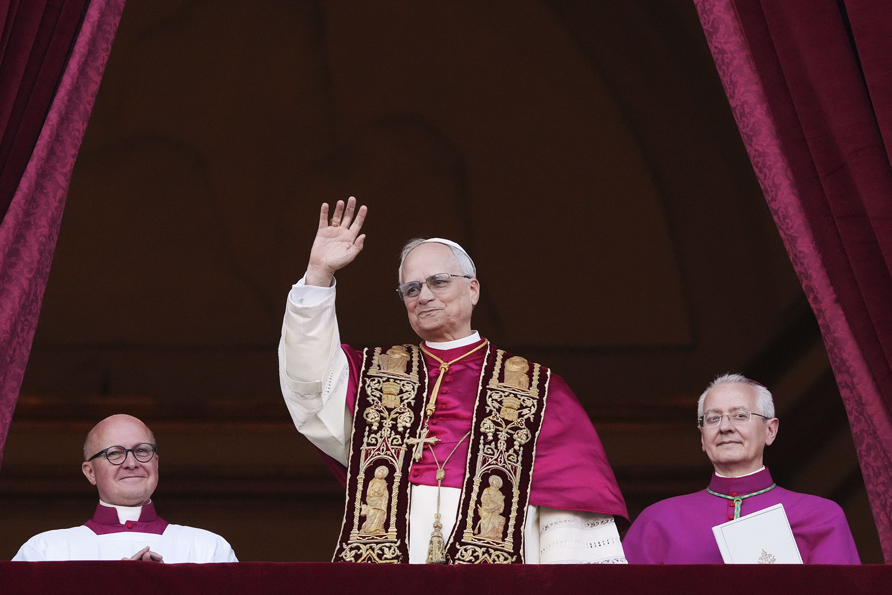 Pope Leo XIV appears on the central loggia of St. Peter's Basilica after being chosen the 267th pontiff of the Roman Catholic Church