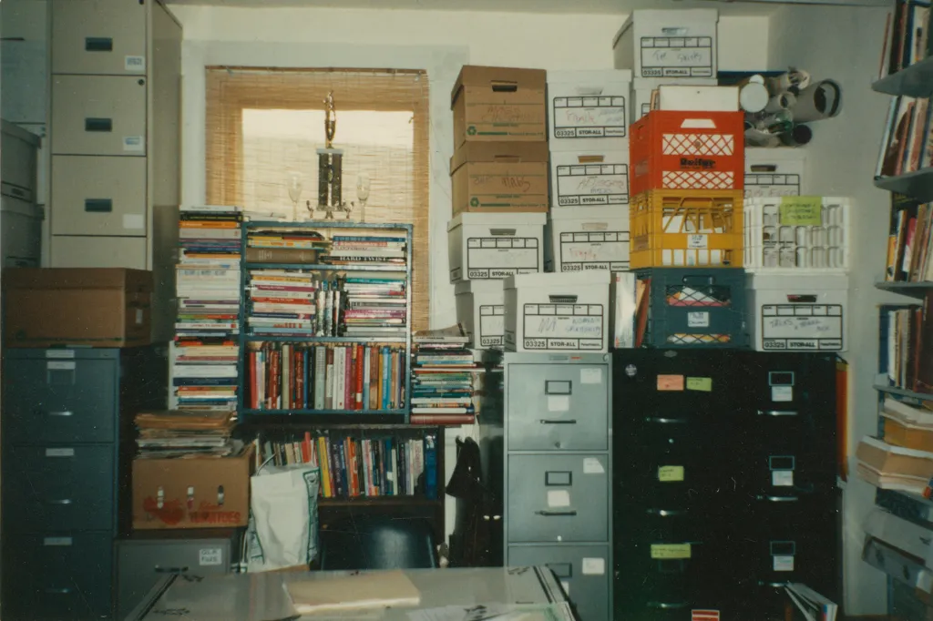 Archival image of filing cabinets and boxes