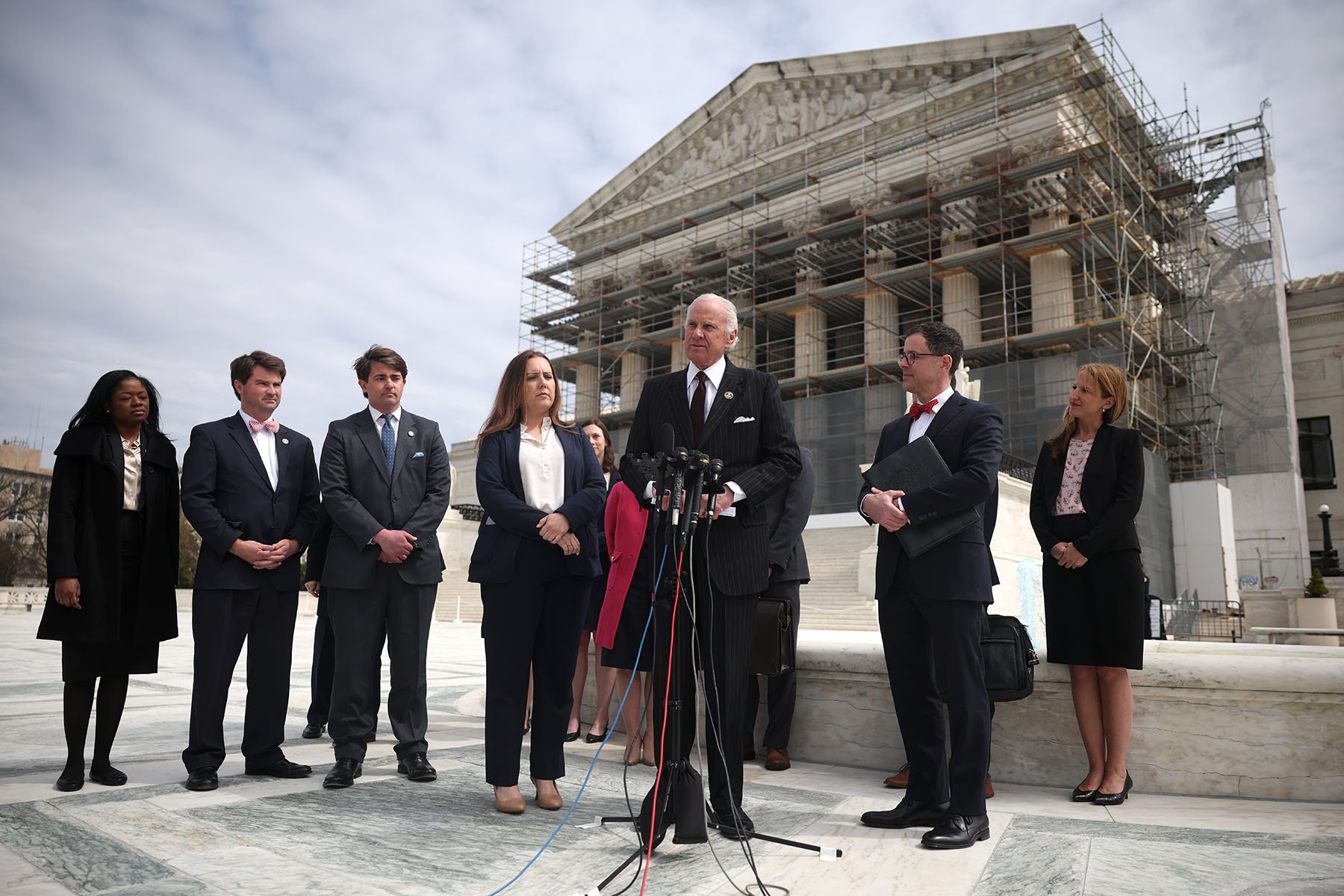 South Carolina Gov. Henry McMaster speaks during a press conference outside the Supreme Court.
