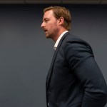 Oklahoma State Superintendent Ryan Walters leaves the Oklahoma State Board of Education.
