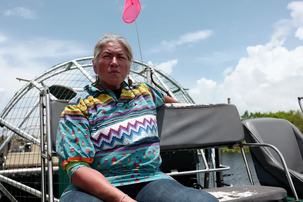 Betty Osceola airboat captain, Everglades educator and business operator of Buffalo Tiger Airboat Tours, Miccosukee Indian Reservation, Florida.