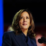 Former Vice President Kamala Harris steps on stage on day 4 of the Democratic National Convention.