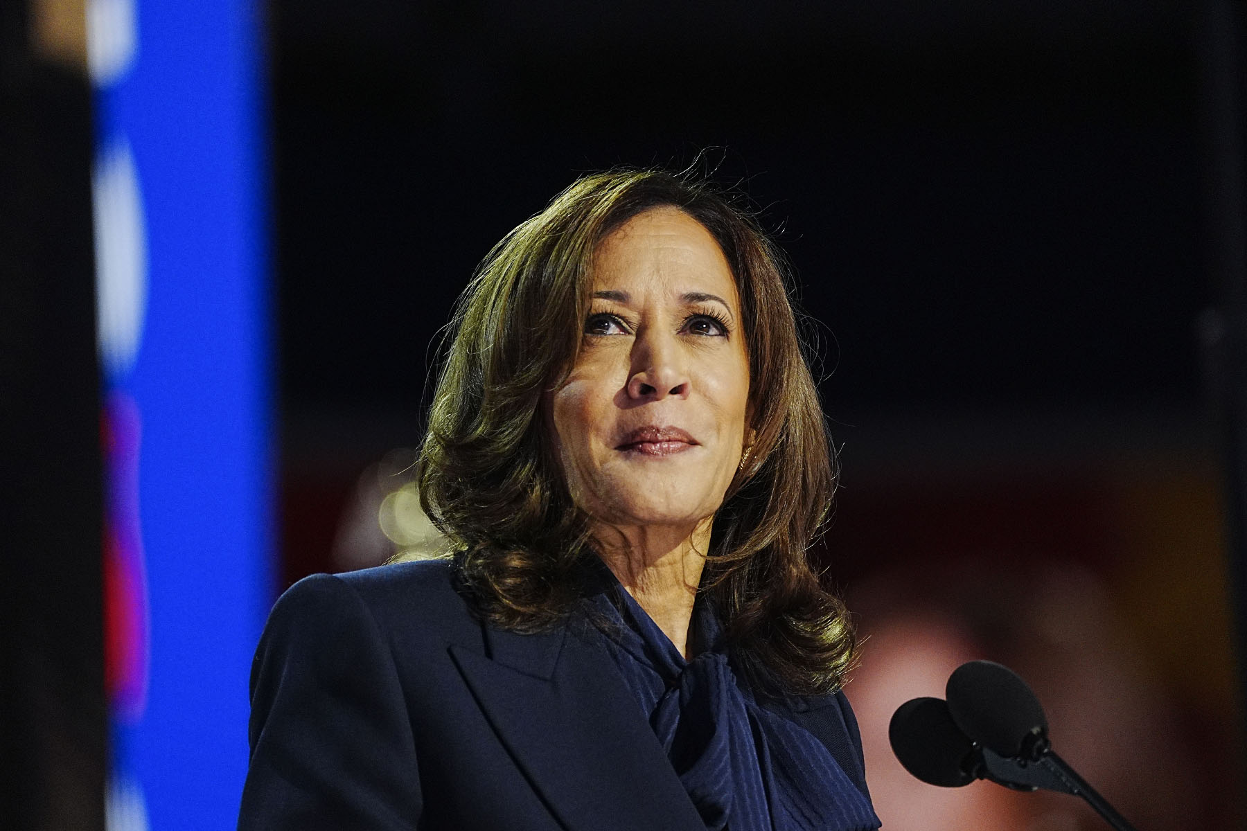 Former Vice President Kamala Harris steps on stage on day 4 of the Democratic National Convention.