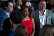 Juliana Stratton greets guests at a rally on June 26, 2025 in Chicago, Illinois.