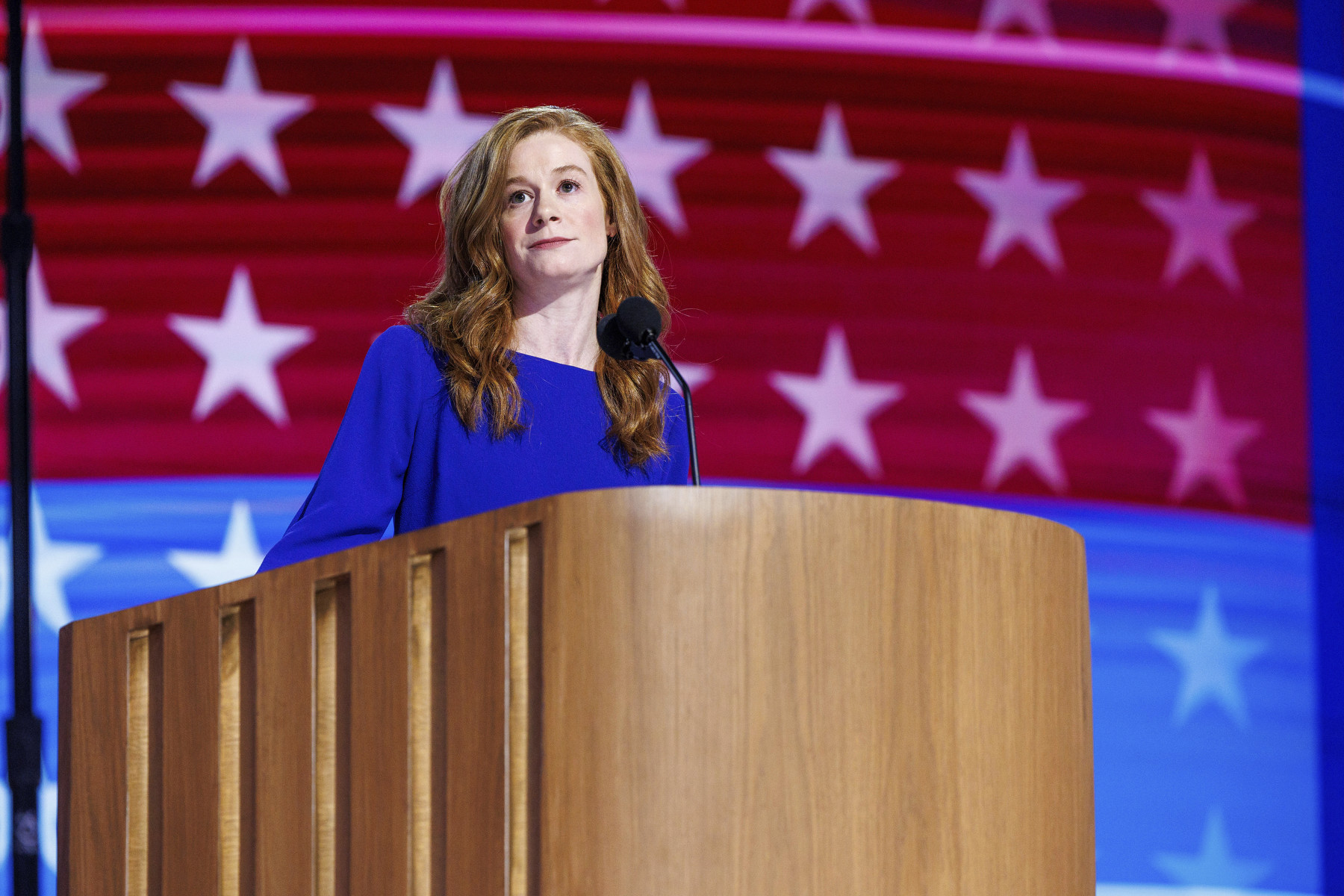 A politician stands at a podium.