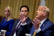 President Donald Trump holds a Cabinet meeting including Secretary of State Marco Rubio and Attorney General Pam Bondi