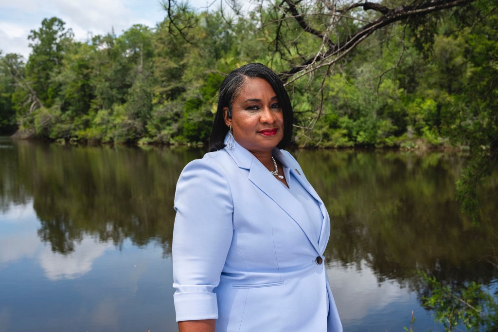 Carletta Davis, candidate for the 2025 mayoral election of Prichard, Alabama, standing in Chickasabogue Park.