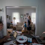 Liuba Grechen Shirley begins a take while filming a campaign ad in her Amityville home
