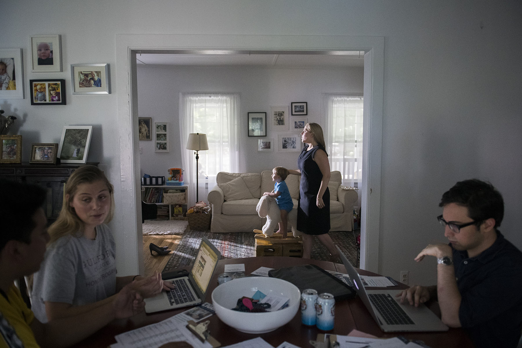 Liuba Grechen Shirley begins a take while filming a campaign ad in her Amityville home