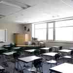 An empty classroom.