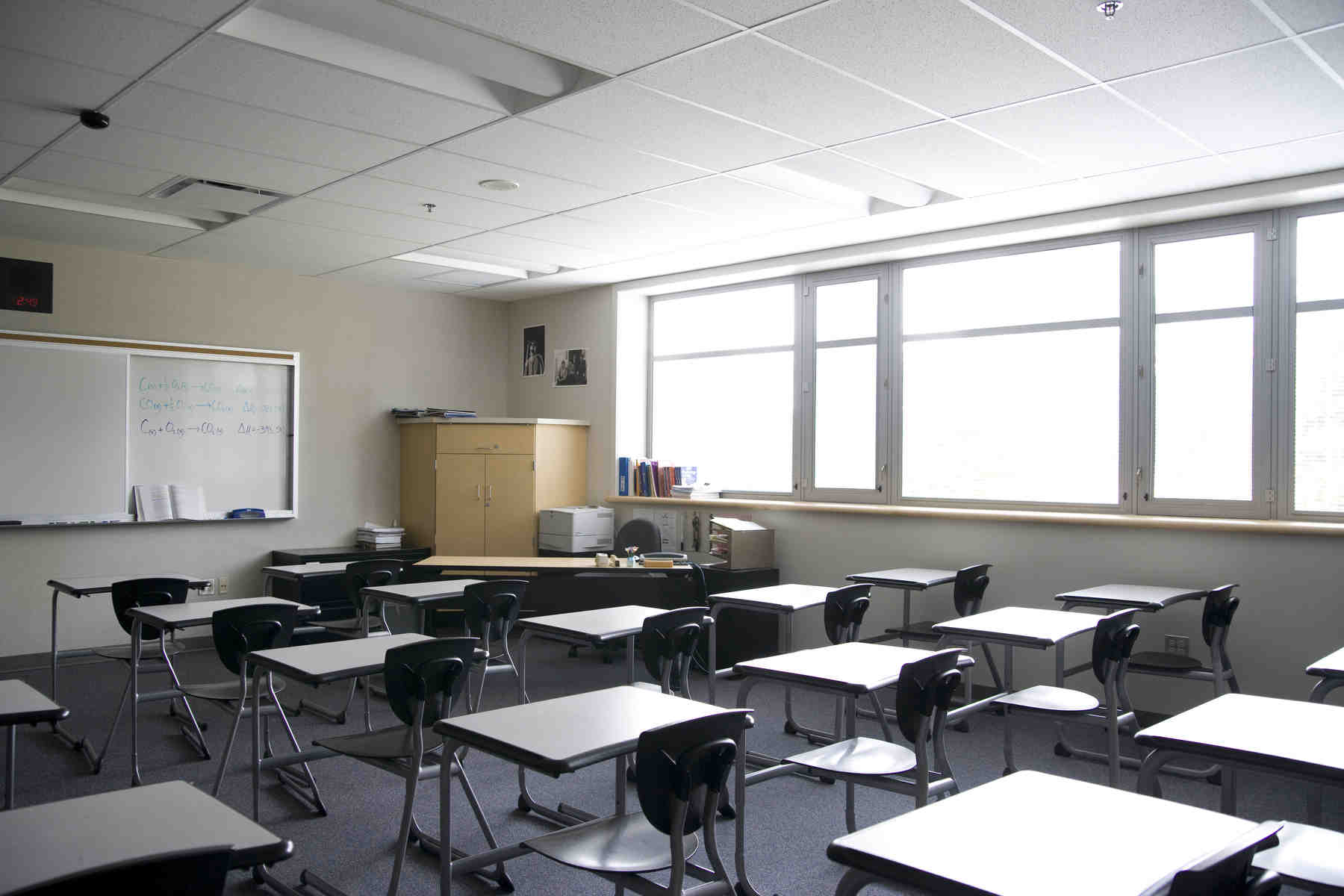 An empty classroom.