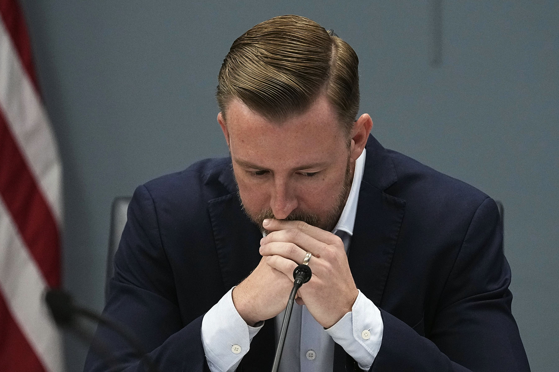 Superintendent of Public Instruction Ryan Walters listens during a special state Board of Education meeting.