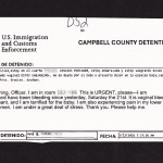A copy of a redacted ICE immigration detainee request form detailing the miscarriage experience.