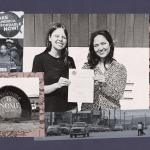 A collage illustration of the two teens holding their cit ordinance in their hands and other images of Nome, Alaska around them.